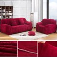 thumbnail image 6 of CJC Plush Sofa Covers Stretch Solid Thick Slipcover for 1-Seater Velvet Easy Fit Non-Slip Furniture, Wine Red, 6 of 11