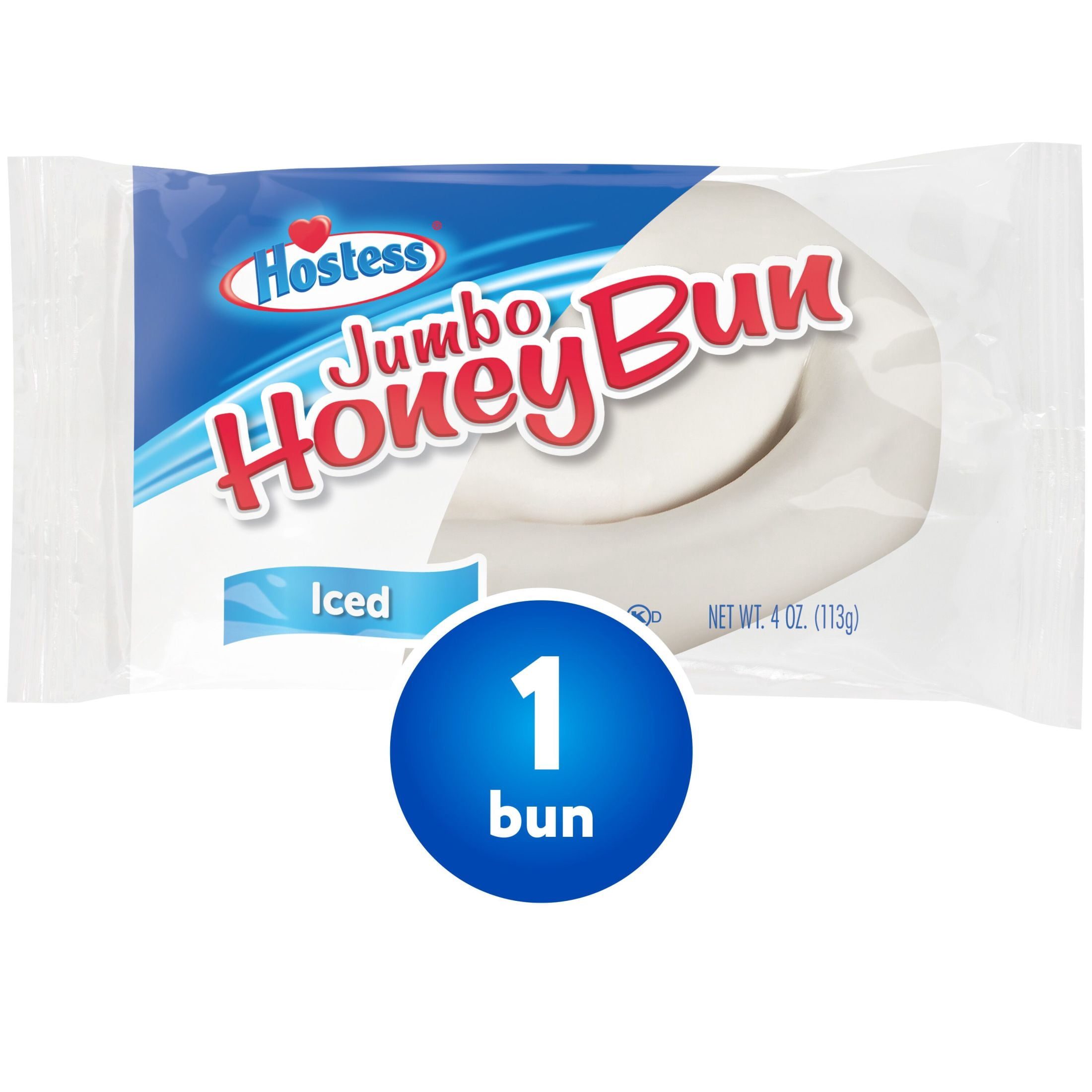 (2 pack) Hostess Jumbo Honey Bun, Iced Snack, 4 oz Pack