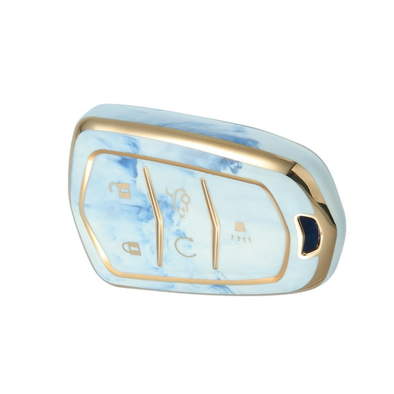 Unique Bargains Key Fob Cover for Cadillac Escalade ATS 5 Button TPU Blue Remote Keyless Smart Key Fob Case Protection