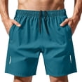 thumbnail image 3 of Quick Dry Athletic Shorts Men Casual Fashion Drawstring Waist Running Shorts Workout Training Gym Shorts with Zipper Pockets Turquoise S, 3 of 7