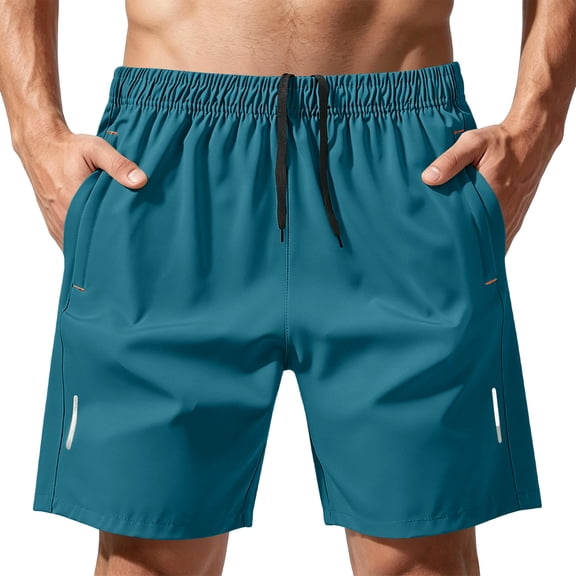 KDDYLITQ Shorts for Men Drawstring Waist Quick Dry Stretch Lounge Athletic Shorts Breathable Work Lightweight Fashion Gym Shorts with Zipper Pockets Turquoise 2XL