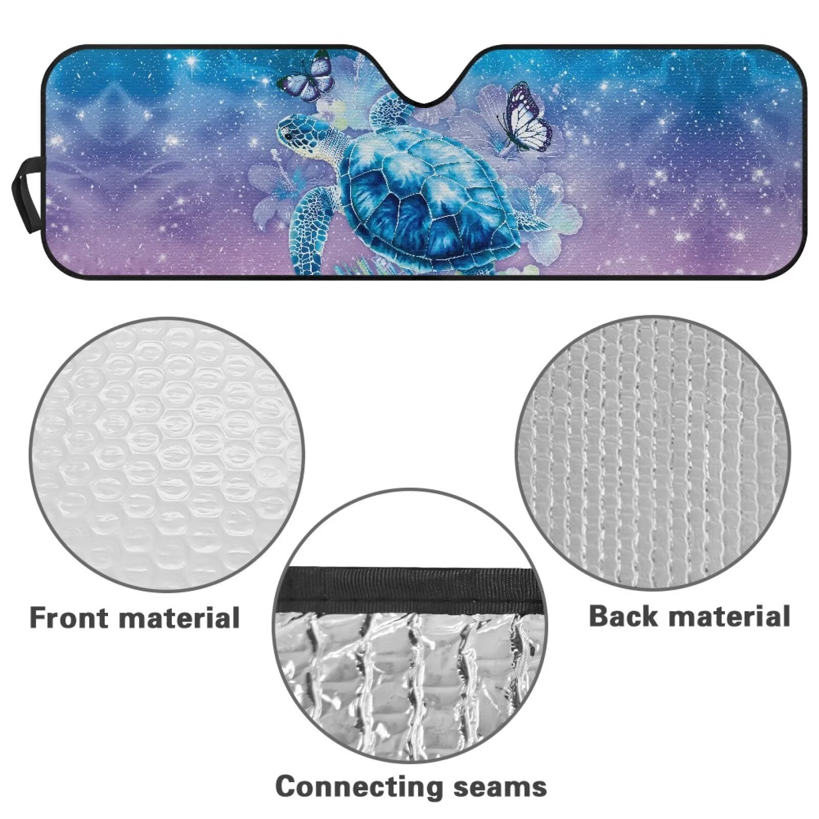Uorisanigo Front Windshield Sunshade Fit for Jeep Wrangler JK JKU JL JLU 1997-2025 & Jeep Gladiator JT 2020-2024, Foldable Blue Turtle Butterfly Car Sun Shade Blocks UV Rays Keep Vehicle Cooler