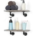thumbnail image 2 of 2PCS Wall Mounted Rustic Wood Shelving with Industrial Pipe Brackets Home Decor, 2 of 7