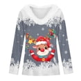 thumbnail image 5 of WEAIXIMIUNG T-Shirt à Manches Longues pour Femmes, Automne Hiver, Mode Décontractée, Col en V, Imprimé de Noël, 5 of 5