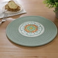 thumbnail image 2 of Placemats Set of 4, Yamaziot 12" Round Placemats Heat Resistant Braid Place Mat, Fabric Woven Washable Dining Table Mats, Mandala Floral Green, 2 of 7