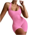 thumbnail image 2 of biudgviw Womens Yoga Jumpsuits Square Neck Sleeveless Workout Rompers Ribbed Backless Seamless One Piece Bodysuits Summer Outfits, 2 of 7