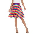thumbnail image 3 of HDE Skirts for Women - Midi Skirt Skater Skirt Knee Length High Waist Fun Prints Rainbow L, 3 of 6