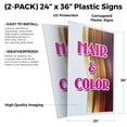 thumbnail image 2 of Hair & Color (2-PACK) 24" x 36" Plastic Signs | Sign Insert 4mm Corrugated Plastic Signs Storefront Window Poster, 2 of 2