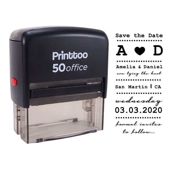 Printtoo Personalized Black Self Inking Tying The Knot Stamp Custom Save The Date Rubber Stamper-68 x 30 mm