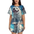thumbnail image 1 of Fotbe Starry Sky Cloud Bulldog Conjunto de Pijama Estampado para Mujer, 2 Piezas, Ropa de Dormir con Camiseta de Manga Corta y Shorts Suaves-Small, 1 of 6