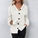 thumbnail image 2 of Women Fashion Solid Hooide Single-Breasted Draw String Knitted Sweater Cardigan, 2 of 8