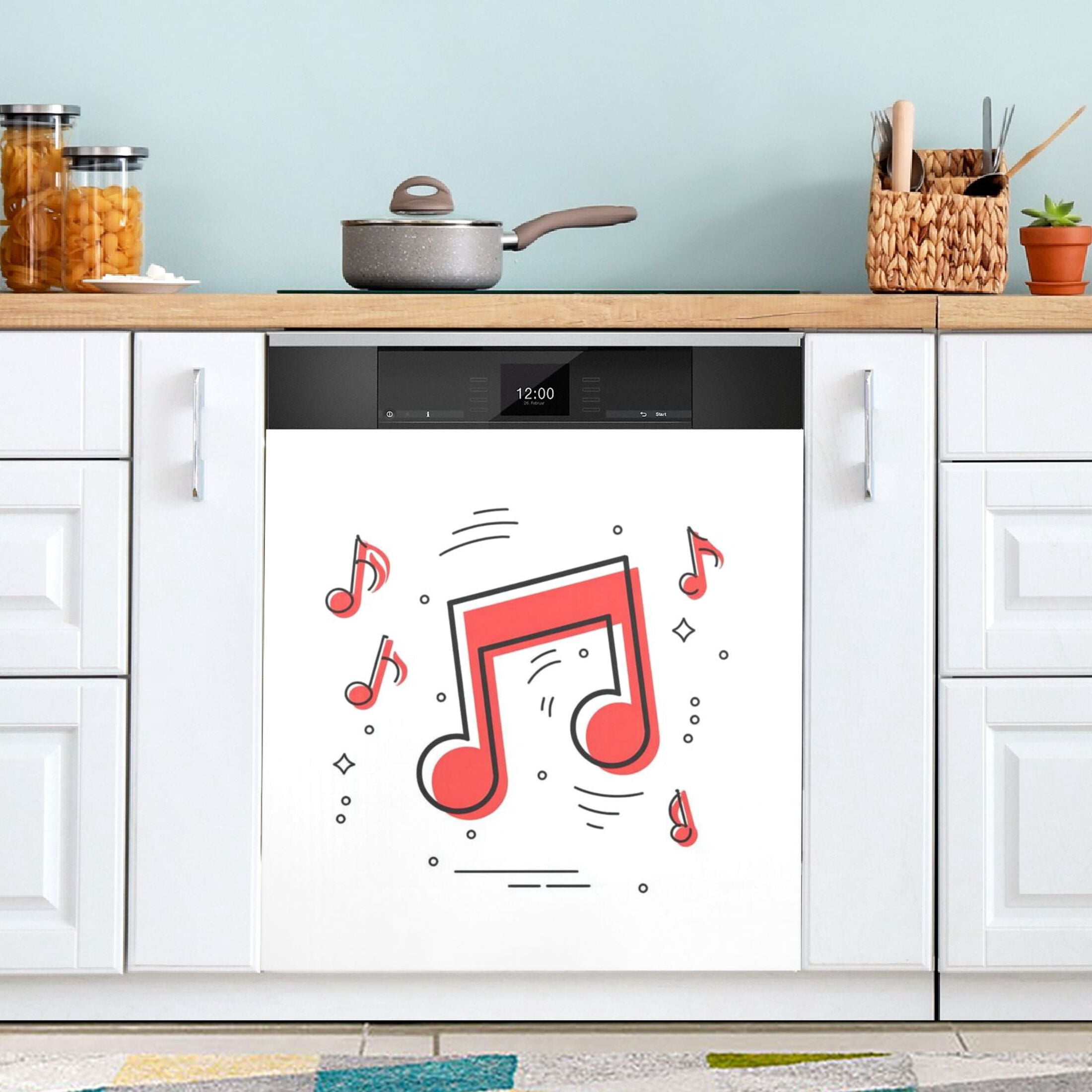 IAUYY Magnetic decorative sticker - 23x26 Inch PVC Refrigerator Decorative Cover, Removable DIY Art for Kitchen Appliances Fun Music
