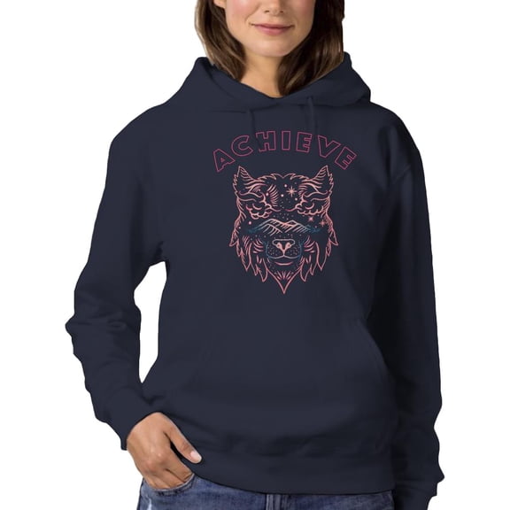 Wolf Head Lineart Hoodie Women -Image by Shutterstock, Female Medium