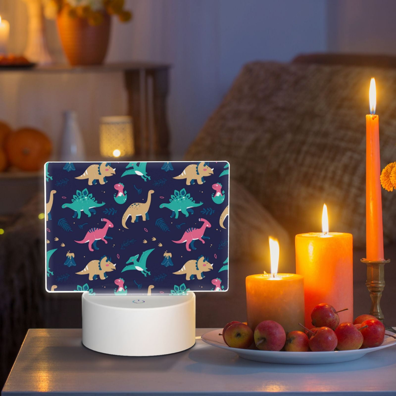 Kdxio Cartoon Dinosaur Rectangular Acrylic Night Light Acrylic Sleep Night Light Friend Gifts for Birthday Gifts for Women Teens Boys Girls