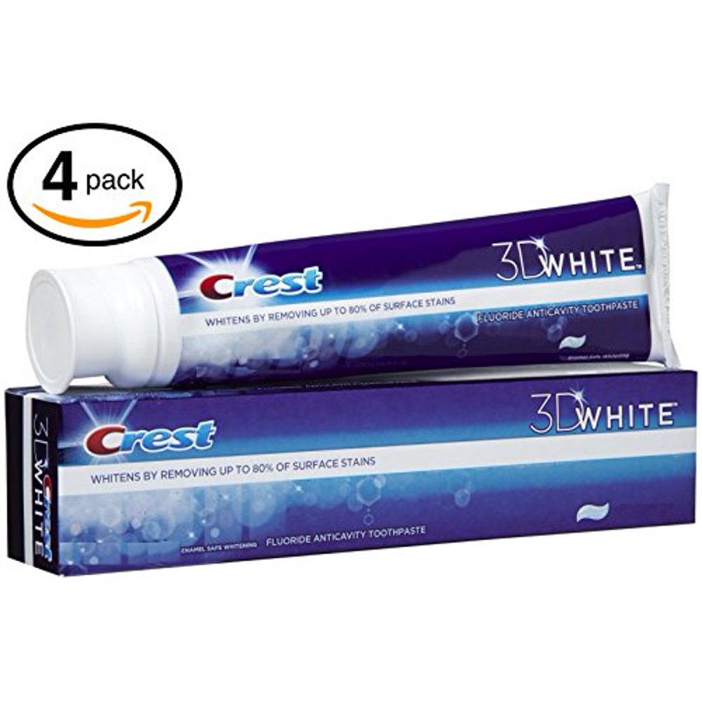 (PACK OF 4 TUBES) Crest 3D White AntiCavity Teeth Whitening Toothpaste. Removes Up to 90 of