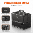 thumbnail image 5 of VER Beauty Professional Aluminum 6-Tiers Sliding Expandable Trays Makeup Cosmetics Train Case Salon Cosmetology Portable Organizer Large Lockable Box Brush Holder (Black Matte), 5 of 6