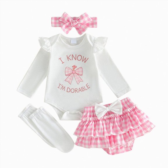 mgoYE Newborn Baby Girl Fall Clothes Bow Headband Embroidery Long Sleeve Romper Bubble Skirt Set Outfits for Girls