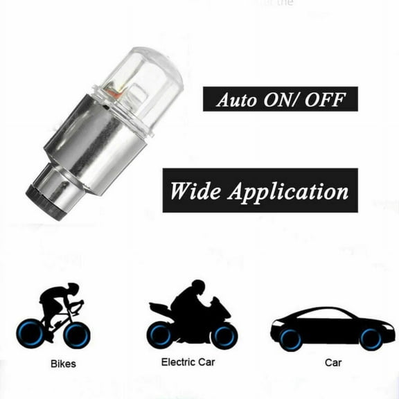 PENGXIANG 4 Pack LED Wheel Lights Car Bike Wheel Tire Tyre Valve Dust Cap Waterproof, Motion Activated, Safety, Spoke Flash Lights Car Valve Stems & Caps Accessories