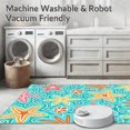 thumbnail image 5 of ODIKA 2'x3' Machine Washable Non-Slip Area Rug, Starfish and Shell Mosaic Art with Oceanic Swirls Coral Motifs High Traffic Rug, Turquoise, 701895, 5 of 5