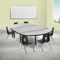 thumbnail image 2 of Flash Furniture Emmy 76" Oval Wave Flexible Laminate Activity Table Set with 12" Student Stack Chairs, Grey/Black, 2 of 15
