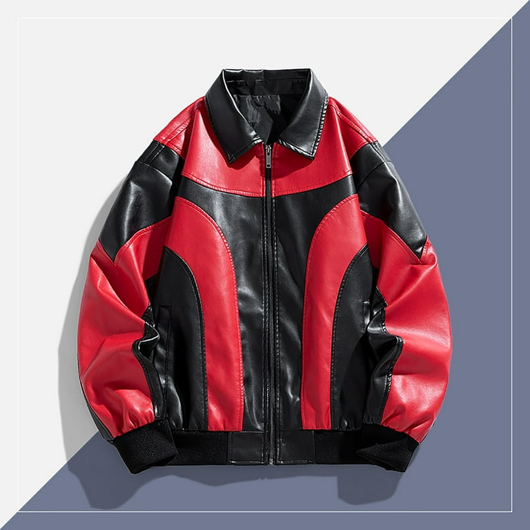 JUUYY Men's Faux Leather Jacket Vintage Racing Motorcycle JUUYY Men's Faux Leather Jacket Vintage Racing Motorcycle