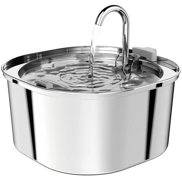 PEKTACO Fontaine à Eau pour Chat - Fontaine à Eau Automatique pour Animaux de Compagnie, Distributeur d'Eau pour Chien avec Filtres de Remplacement, Fontaine à Eau en Acier Inoxydable de 3,2l/108oz