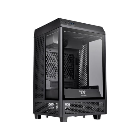 Thermaltake Tower 100 Black Edition Tempered Glass Type-C (USB 3.1 Gen 2) Mini Tower Computer Chassis Supports Mini-ITX, CA-1R3-00S1WN-00