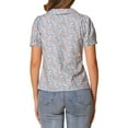 thumbnail image 3 of BLUSA DE BOTONES PARA MUJER CHIC INSPIRE CON MANGAS CORTAS ABULLONADAS Y COLLAR CAÍDO DE FLORES EN ALGODÓN TALLA XL AZUL CLARO, 3 of 5