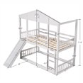 Euroco Twin over Twin House Bunk Bed with Convertible Slide and Ladder
