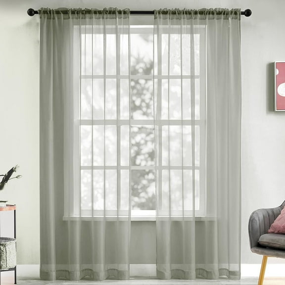 Window Sheer Curtains Yellow Curtains Clear Curtains Basic Rod Pocket Panel for Kitchen Bedroom Children Living Room Yard(55" X 63", Dark Gray)