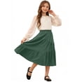 thumbnail image 4 of POIUYTR Girls Summer Midi Skirts Casual Elastic Waist Solid Color Smock Skirt Kids Vacation Flowy Skirts, 4 of 6