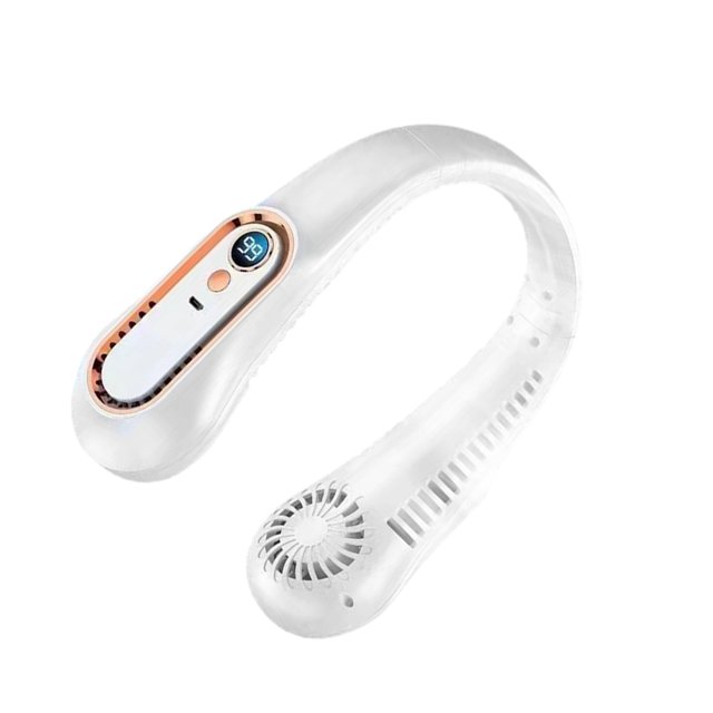 Matsuzay Ventilador ABS Reemplazo de verano Colgando del cuello Color sólido 5 Engranajes Pantalla de alimentación digital ajustable Electrodomésticos Blanco 1200mAh