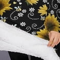 thumbnail image 3 of Oversized Wearable Blanket Hoodie,Black White Bee Heart Sunflower Pattern Sherpa Blanket Hoodie with Super Pockets,Super Warm Fuzzy Pullover for Women & Men, 3 of 6