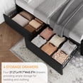 thumbnail image 4 of Eastvita IDEALHOUSE Linen Upholstered Platform Bed Frame with 4 Storage Drawers/Headboard/Wooden Slats Support//Button Tufted Design - No Box Spring Needed, 4 of 6