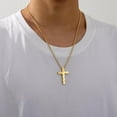 thumbnail image 4 of Cross Necklace for Men, 316L Stainless Steel Chain Pendant Bible Verse Religious Christian First Communion Confirmation Jewelry Gifts 22+2 Inches, 4 of 5