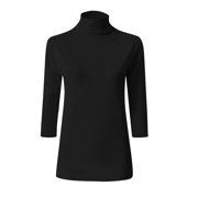 ClodeEU Womens Short Sleeve Top , Mock Turtleneck Business Casual Tops ,Slim Fitted Plain Tee Shirts Black,Womens Plus S