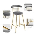 thumbnail image 2 of Bar Stools Set of 2- Modern Kitchen Island Chairs Counter Height Barstools, Luxury Velvet Bar Chairs, Soft Back, Metal Legs, Gray, 2 of 6