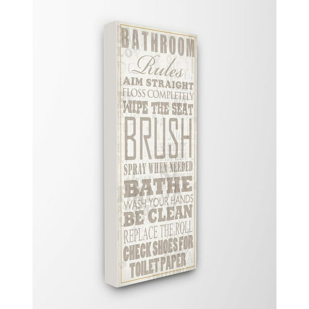 The Stupell Home Decor Collection Bathroom Rules Tan And White Distressed Overlay Typography Canvas Wall Art Com - Stupell Home Decor Bathroom The Stupell Home Decor Collection Bathroom Rules Tan And White Distressed Overlay Typography Canvas Wall Art Com - Stupell Home Decor Bathroom