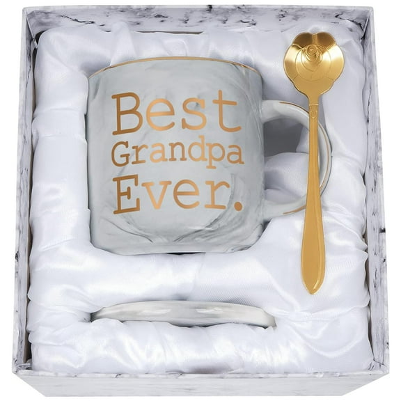 Gifts for Grandpa - Futtumy Best Grandpa Ever Mug, Father's Day Gifts, Christmas Gifts, Birthday Gifts, Grandpa Coffee Mugs Gifts, Grey 12 fl oz Coffee Mugs Ceramic Mug Tea Cup