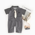 thumbnail image 2 of Fjofpr Baby Girl Clothes 12 Months Newborn Baby Boy Kid Striped Tie Short Sleeves Romper Jumpsuit Clothes, 2 of 5