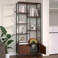 thumbnail image 6 of 6-Tier&nbsp;Bookshelf with Doors, 67" Tall Open Bookcase for Display, Shelf with Storage Cabinet,&nbsp;Industrial Retro Bookcase, Freestanding Storage Organizer Bookshelf for Living Room, Black, 6 of 8