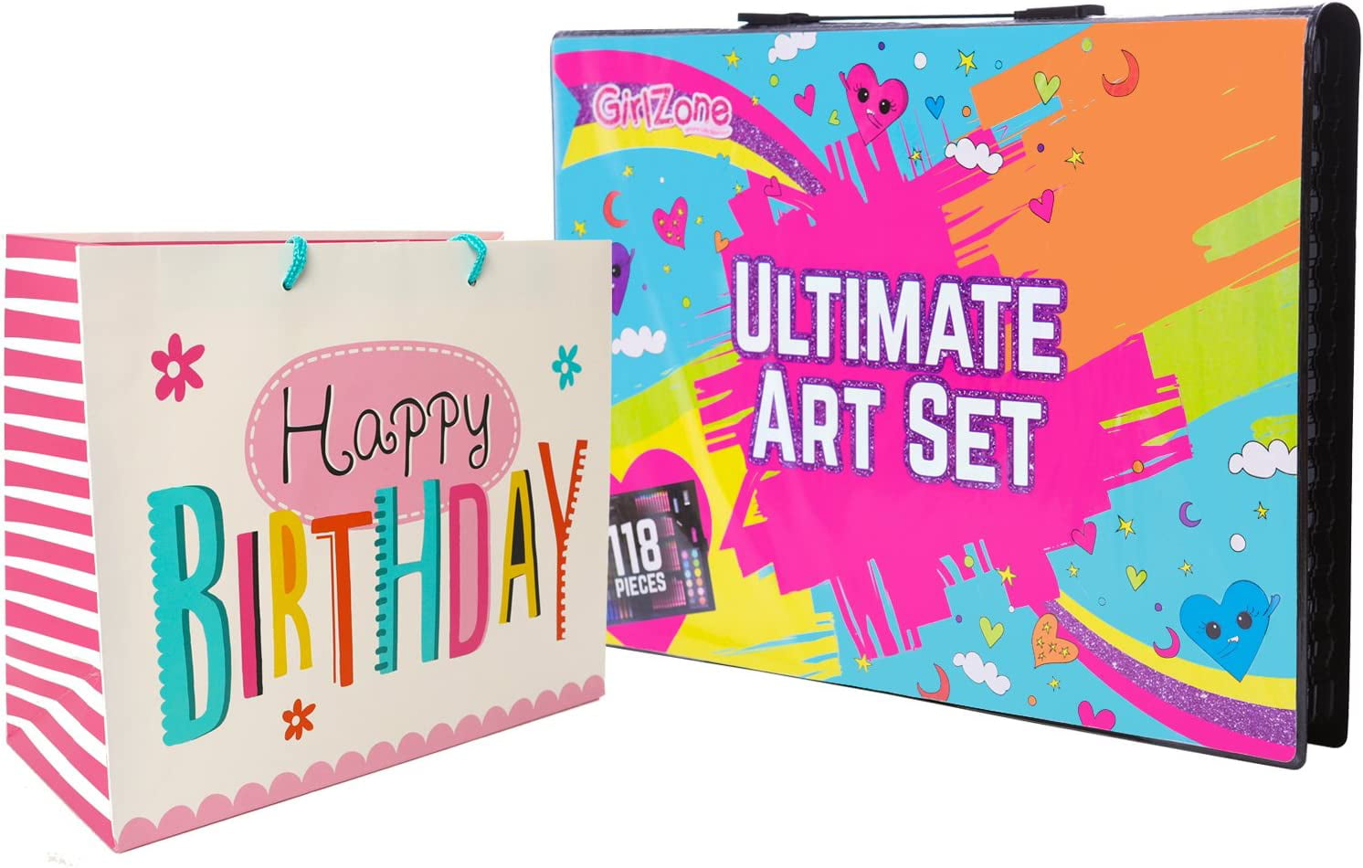 GirlZone Ultimate Art Set for Girls, 118-Piece Awesome Arts and Crafts Kit  for Kids, Fun Girls Toys Age 7+