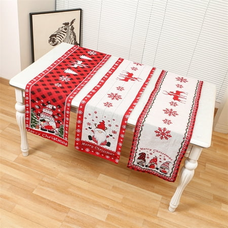 

UDIYO Christmas Faceless Old Man Elk Knitted Xmas Table Runner Seasonal Winter Holiday Kitchen Dining Table Decoration for Indoor Outdoor Home Party Decor