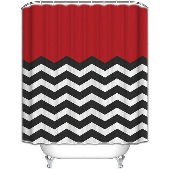 Red Black and White Chevron - Extra Long 72x84 Inches Shower Curtain Custom Made