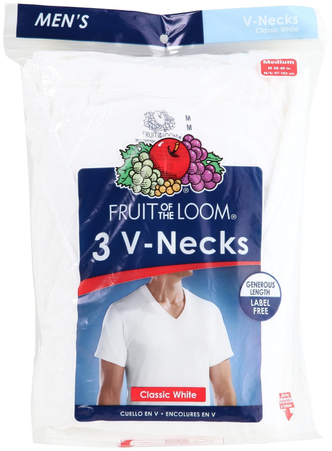 Fruit of the Loom Men`s 3pk White V-Neck Tees, L, White | Walmart Canada