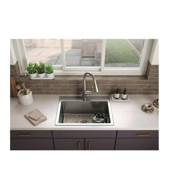 KOHLER Cursiva Stainless Steel 27 in. Single Bowl TopMount/Undermount