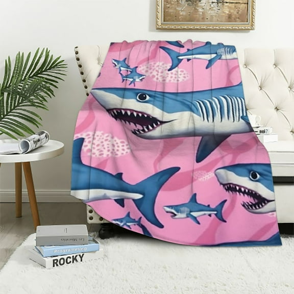 BCIIG Cute Shark Blanket Gifts for Adult for Bed Living Room Bedding Couch Soft Warm Lightweight Cozy Pink Cartoon Sea Animal Throw Blankets Christmas Birthday Decor 5 40x50in