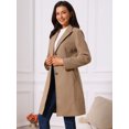 thumbnail image 2 of DARING DIVA Women's Winter Single Breasted Peacoat Notched Lapel Button Down Overcoat S Brown, 2 of 7