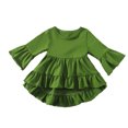 thumbnail image 2 of YTDSCS Baby Kids Toddler Spring Summer T-Shirt Skirt Top for Girls,1-6T Little Girls Medium Long Sleeves Solid Color Round Neck Shirt Toddler Ruffled Casual Clothes, 2 of 8