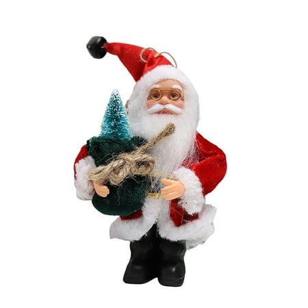 

Mightlink Christmas Doll Lanyard Design Holding Gift Wear Glasses Cute Standing Santa Claus Doll Pendant Home Decoration